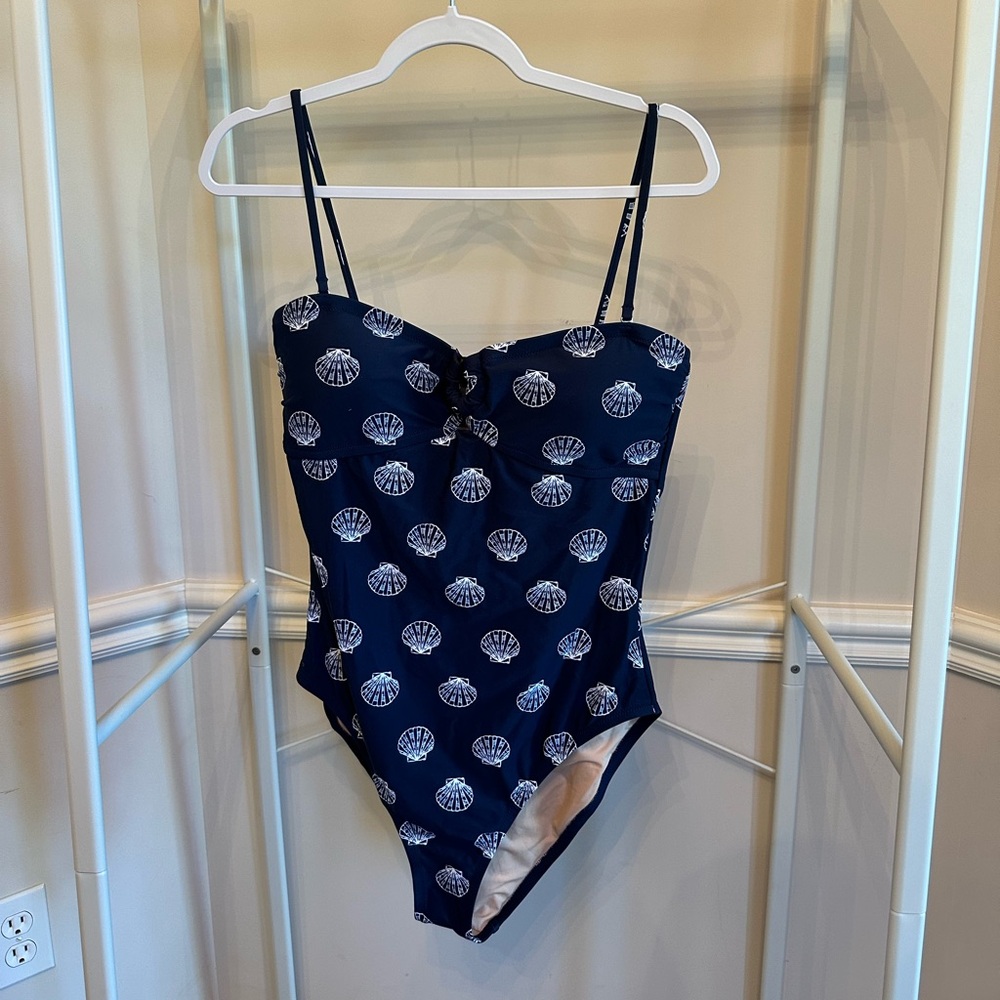 J. Crew Navy and White One Piece Swimsuit